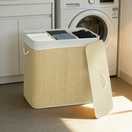Homcom Cesto Ropa Sucia Beige 60 x 40 x 60 cm 1
