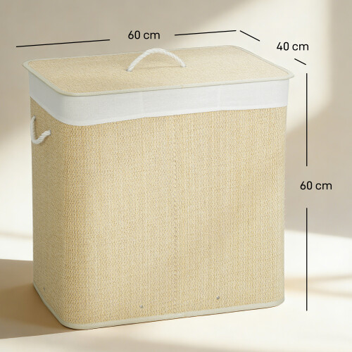 Homcom Cesto Ropa Sucia Beige 60 x 40 x 60 cm 2