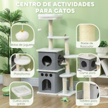 Rascador para Gato Beige 56 x 34 x 126 cm