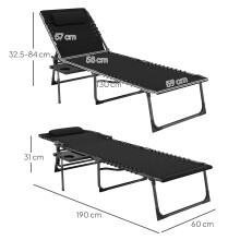 Tumbona Plegable Negro 190 x 60 x 31 cm