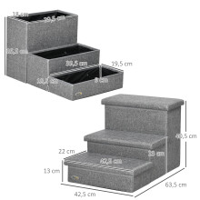 Escalera para Mascota Gris 63.5 x 42.5 x 40.5 cm