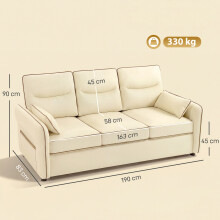 Sofá 3 Plaza Beige 190 x 83 x 90 cm