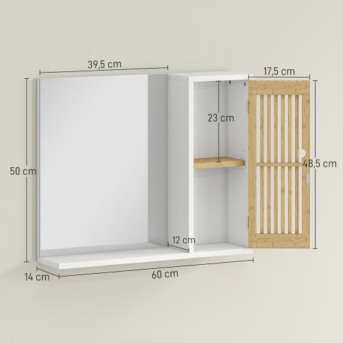 Homcom Espejo de Baño Blanco 60 x 14 x 50 cm 2