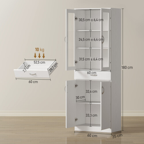 Homcom Alacena de Cocina Blanco 60 x 35 x 180 cm 2