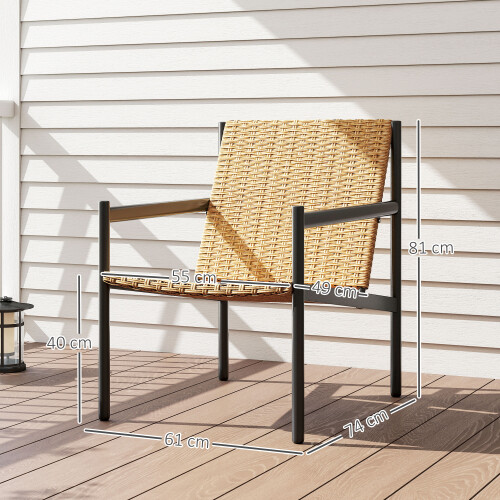 Outsunny Silla de Ratán Marrón 74 x 61 x 81 cm 2