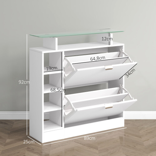 Homcom Zapatero Blanco 89 x 25 x 92 cm 2