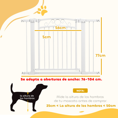 PawHut Barrera de Seguridad Blanco 104 x 4 x 77 cm 2