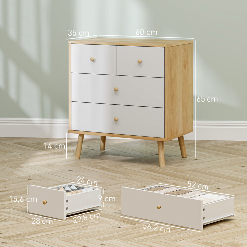 Homcom Cómoda para Dormitorio Marrón 60 x 35 x 65 cm 2