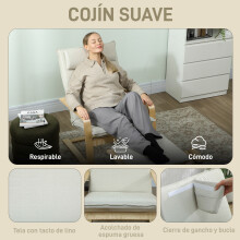 Sillón con Reposapié Beige 67 x 78 x 92 cm