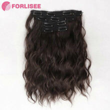 (6 12inches) Body Wave Synthetic Hair Extensions for Women Girls Double Weft Multi-Document Clip in Hair Extension