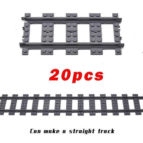 (Straight 20PCS) MOC City Train Rail Crossing Tracks Set Stud Gap Triple Switch Bricks Building Blocks Technical According