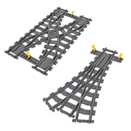 ((C)) MOC City Train Rail Crossing Tracks Set Stud Gap Triple Switch Bricks Building Blocks Technical According 1