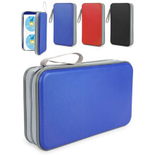 Porta-CDs Luxtrada em plástico rígido para 96 discos, azul.