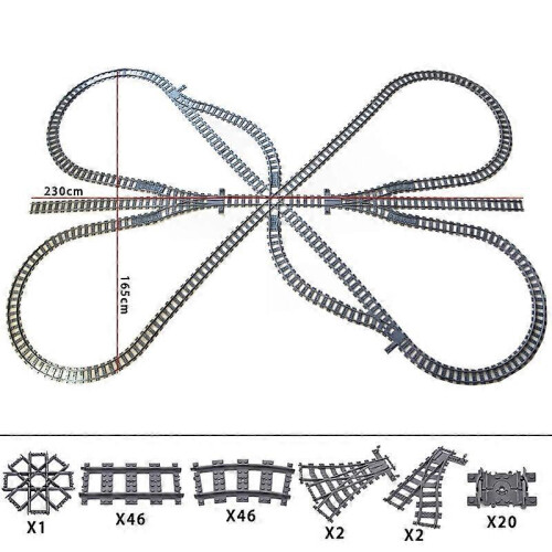 (O) MOC City Train Rail Crossing Tracks Set Stud Gap Triple Switch Bricks Building Blocks Technical According