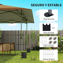 Carpa Plegable Beige 395 x 395 x 285 cm