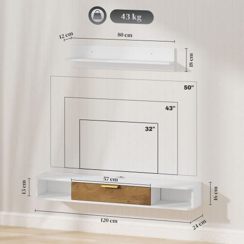 Homcom Muebles de Salón Blanco 120 x 24 x 16 cm 2