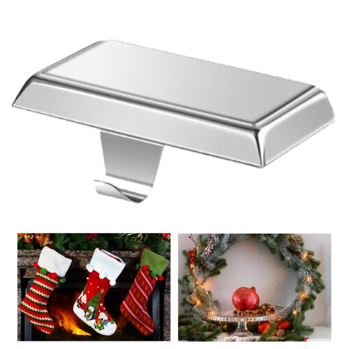 Christmas mantel stocking hooks silver 4-pack 1