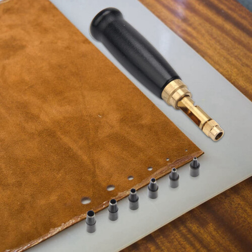 Adjustable Screw Punch Leather Hole Tool with 6 Tips 2