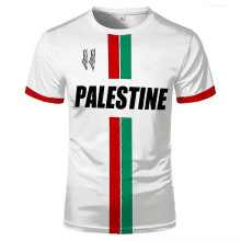 (EXC04B20252013R Size M) Palestine Football T-shirts Summer Fashion Short Sleeve Palestinian Flag 3D Print T-shirts Casual O-neck