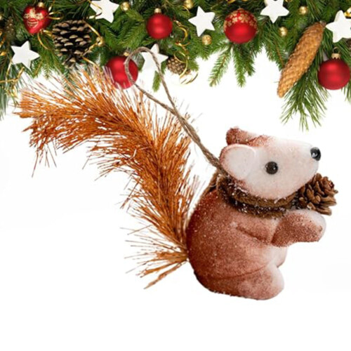 Enfeite de Natal de Esquilo Realista com Pinha Marrom 2