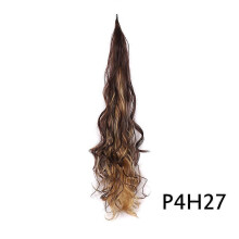 (P4H27 32inches) 32" Fake Ponytail Hair Extension Long Ponytail Hair Flexible Wrap Ponytail Black Red Synthetic