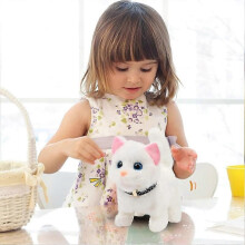 (Bantam cat Black) Electric plush toy for walking cat with voice, shaking head and wagging tail - perfect gift for
