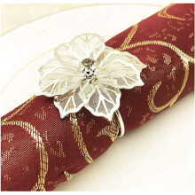 Gold Silver Napkin Rings Buckles, 12 Pcs Metal Rose Flower Napkin Buckles for Wedding Party Dinner A