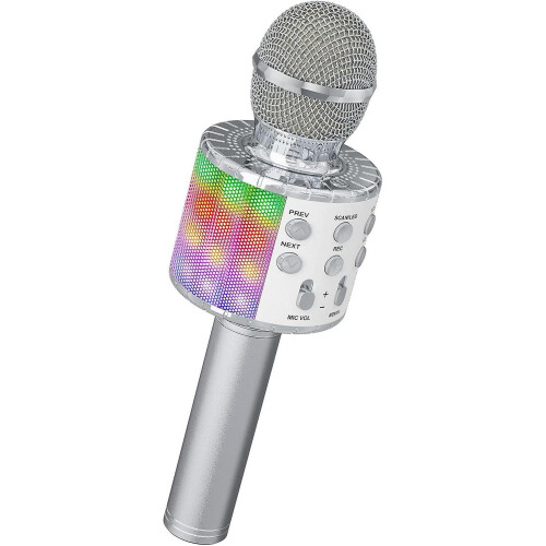 Karaoke Wireless Microphone, Bluetooth Dancing LED Lights Handheld Portable Speaker Karaoke Machine
