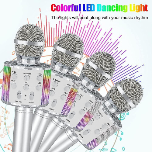 Karaoke Wireless Microphone, Bluetooth Dancing LED Lights Handheld Portable Speaker Karaoke Machine 2