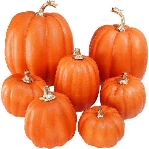 Artificial Black Pumpkins Set Foam 7 Pcs