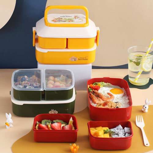 HESITONE microwave-safe bento box 2 sizes 3 colors 1