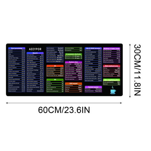 Excel shortcut keys mouse pad large non-slip stitched edge 2