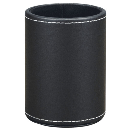 PU Leather Pen Holder Cup Desktop Organizer Black 2 Pack 1