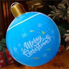 Boule de Noël gonflable géante HBASD 24 pouces - Décoration extérieure pour sapin de Noël, jardin, pelouse ou porche (Bleue)
