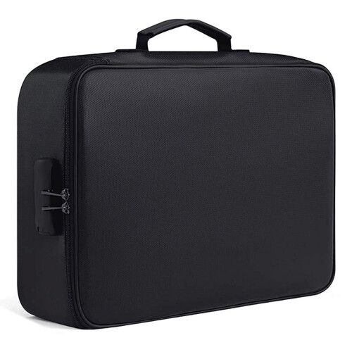 Fireproof document bag with lock and portable handle