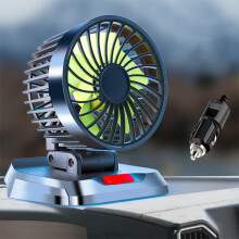 Hengsof Car Fan USB Portable Dual-Head 3-Speed