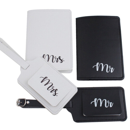HESITONE PU Leather Mr & Mrs Luggage Tags 4pcs