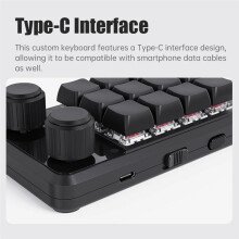 Programming Macro Custom Wired Keyboard RGB 12 Key Copy Paste Button Gaming Keypad Hotswap Macropad Black