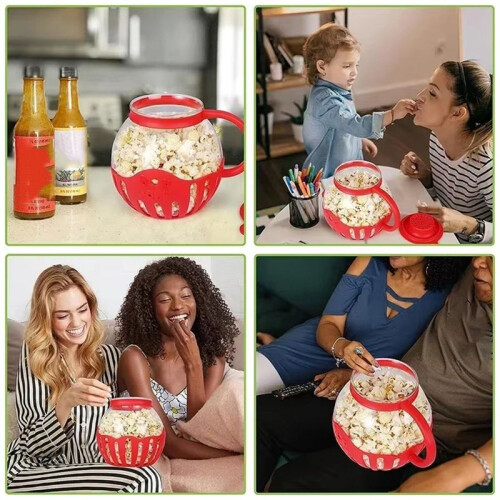 Microwave Popcorn Maker Bucket Microwave Bowl  Machine Safe Silicone Lid Popcorn Maker