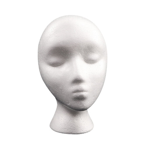 Women's foam dummy head for hat, wig, and glasses display