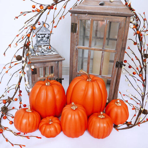 Artificial Black Pumpkins Set Foam 7 Pcs 1