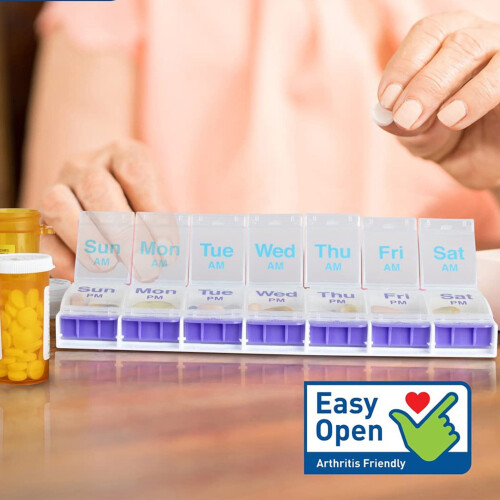 Pill Box Weekly Organizer Double Row 7 Days 14 Compartments