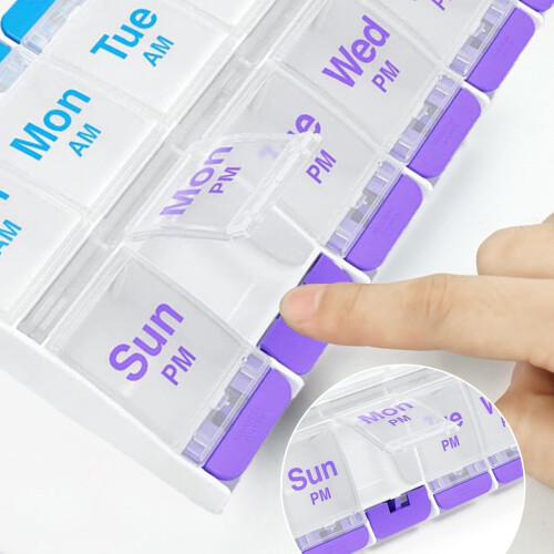Pill Box Weekly Organizer Double Row 7 Days 14 Compartments 2