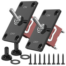 Heavy Duty Toggle 12v,2Pc 2Pin Waterproof SPST Marine Off with Mounting Panel 30A for Marine Electrical