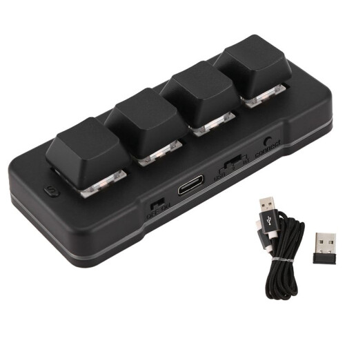 MK424G 4-Key  Customized Keyboard with Mechanical   2.4G+Usb Connection for Office Game Multimedia Black