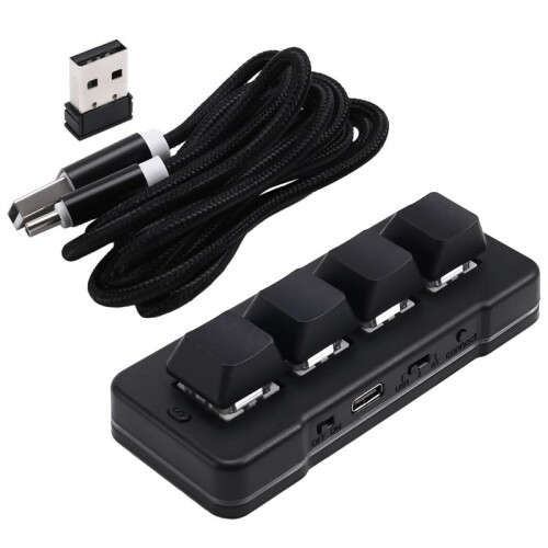 MK424Pro 4-Key  Customized Keyboard+Mechanical   USB+BT+2.4G Connection for Office Game Multimedia Black