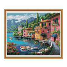 Stamped Stitch Set Pre-Printed House River Pattern