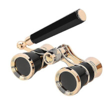 3x25 Binoculars Metal Opera Theater Glasses Coated Lens Red Telescope W/ Handle