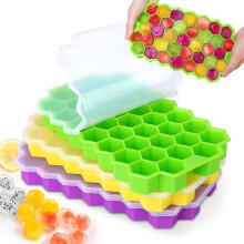 3Pcs Silicone Ice Cube Trays with Lid