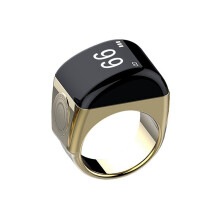 Zinc Alloy Ring+Charging Box Waterproof Digital Counter APP Controlled Display 5 Prayer Reminders Gold,20mm